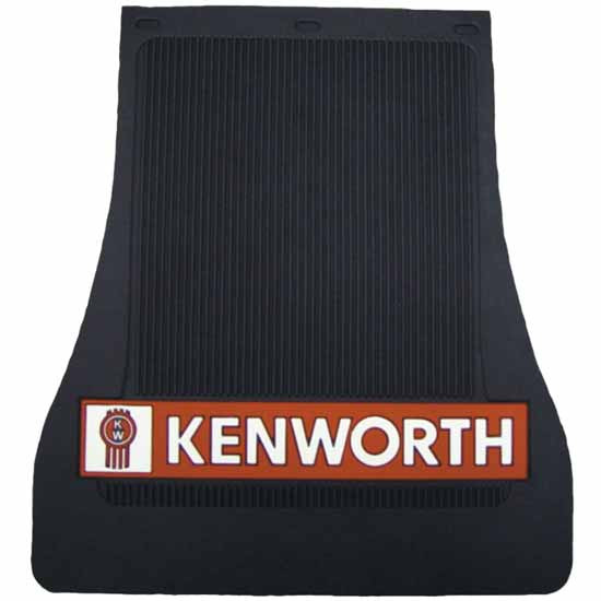 Kenworth T800, W900B, W900L Red Logo Ribbed Front Hood Tapered Mud Flap With Fiberglass Back Reinforcement MF0001K