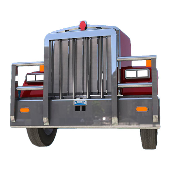 Aluminum Texas Titan 4 Post Moose Bumper Guard W/ Extruded Header Bar For Kenworth W900B