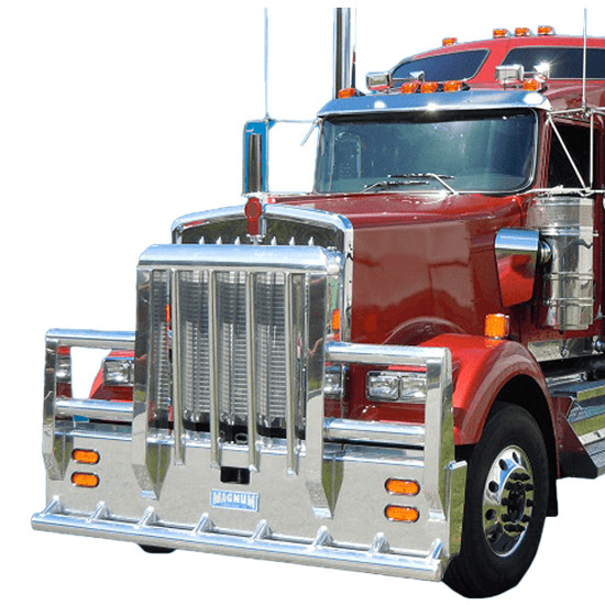 トレーラーヘッドトラック用ケルサステンレス製グリルバーランプステーバー外装ユーロ Aluminum 4 Post Sasquatch Moose Bumper Guard W/ XL Vertical Grille
