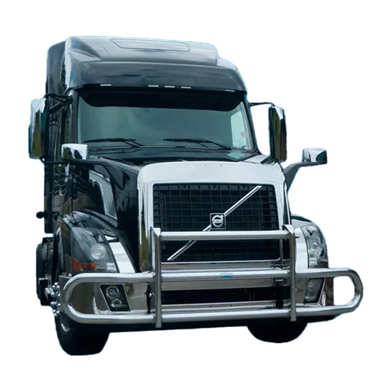 Aluminum Brush Guard W/ Radar Compliance, Vertical Uprights & Lockable Cam Style Latches For Volvo VNL Gen II