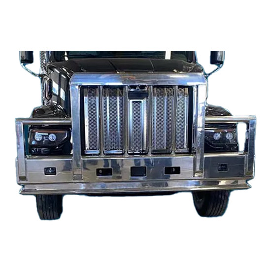 Aluminum 4 Post Grizzly Moose Bumper Guard W/ Radar Compliance & Dual Tow Receiver For Western Star 49X SFA