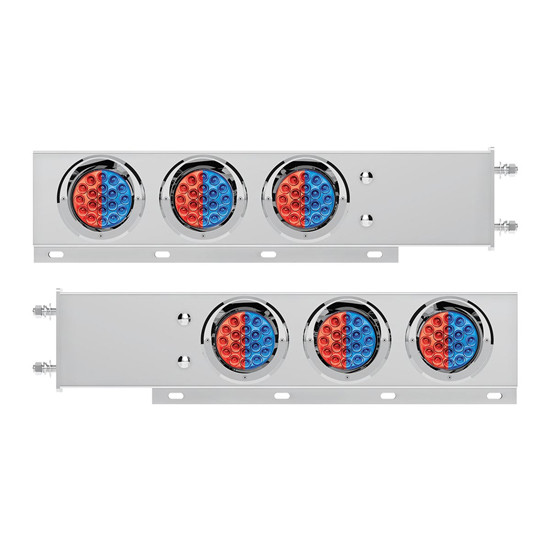 3-3/4" Bolt Pattern SS Spring Loaded Light Bar With 6X Double Fury 19 LED Lights & Visors