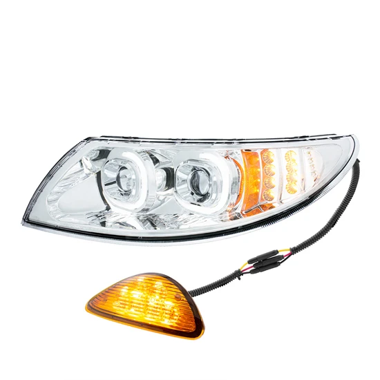 Chrome Projector Headlight With Rear Facing Turn Signal For International Durastar