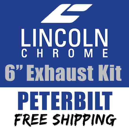 Lincoln Chrome 6 Inch Exhaust Kit With OE Style Elbows For Peterbilt 359