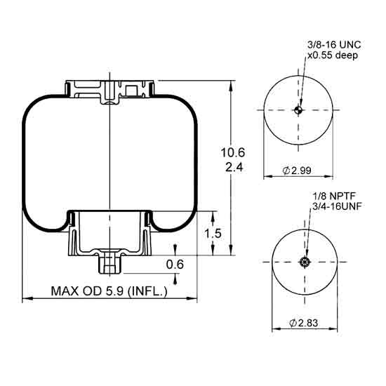 Air Spring & Cabin For 86 Inch Kenworth T600, T800 & W900 AeroCab