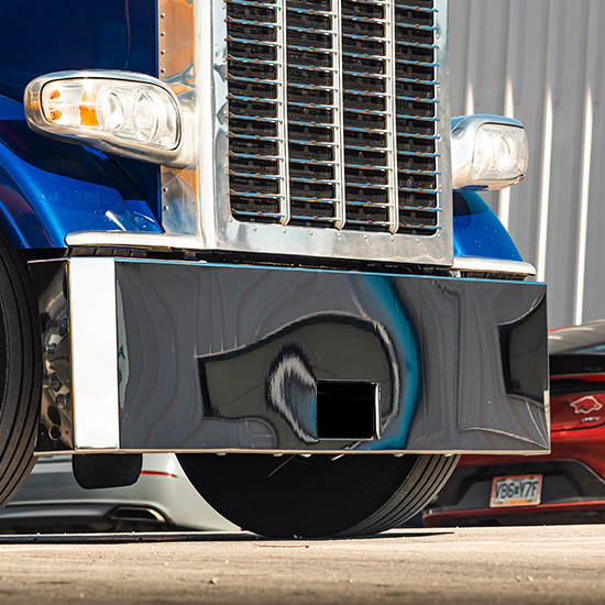 20 Inch Chrome Boltless American Road Runner Bumper W/ Mitered Ends & Frenched In Tag For Peterbilt 365, 367, 388, 389/Glider, 567 & 589 SFA