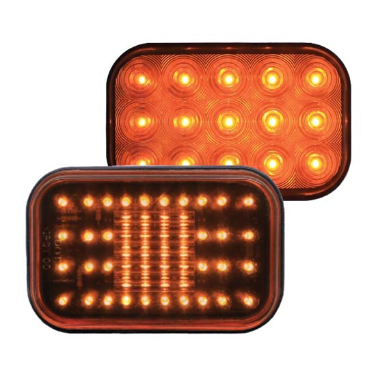3.5 X 5.25 Inch Front Park/Turn Light, Grommet Mount - Amber LED / Amber Lens