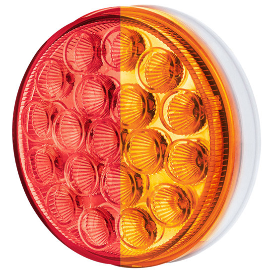 4 Inch Round Double Fury Color Changing Dual Function Light - Red & Amber LED / Clear Lens