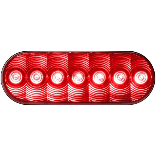 Oval 7 Diode Stop, Tail & Turn Signal Light- Red LED/ Red Lens