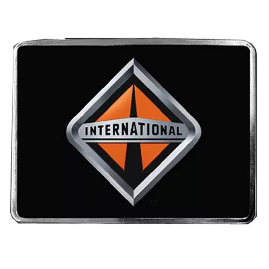 Black Rectangular Belt Buckle W/ International Logo