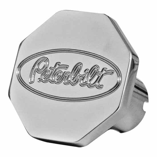 Chrome-Plated Billet Aluminum Air Brake Knob W/ Peterbilt Logo Engraved