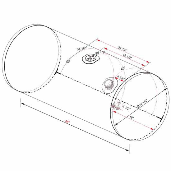 BESTfit Aluminum Fuel Tank 100 Gallon- 24.5 X 50 Inch- Rear Fill W/ Manifold With Sending Unit Hole- Driver Side For Kenworth