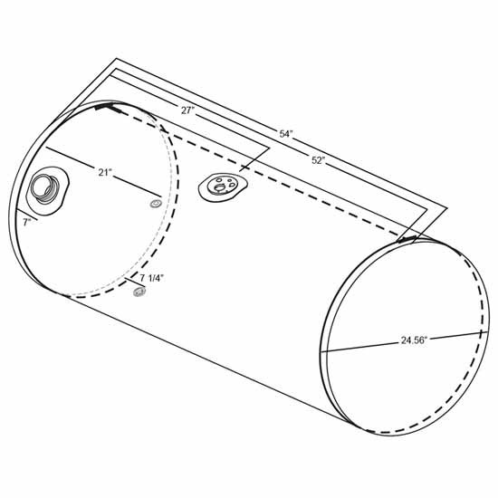 BESTfit Aluminum Fuel Tank 100 Gallon- 24.5 X 54 Inch- Front Fill W/ Manifold With Sending Unit Hole- Driver Side  For Kenworth