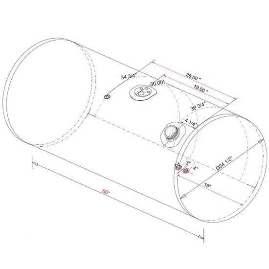 BESTfit Aluminum Fuel Tank 120 Gallon- 24.5 X 60 Inch- Rear Fill W/ Manifold- Driver Side  For Kenworth