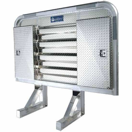 Merritt 68 X 86 Inch Dyna-Light Diamond Plate Aluminum Cab Rack W/ 2 - 9 Inch Side Enclosures & Radius Corners