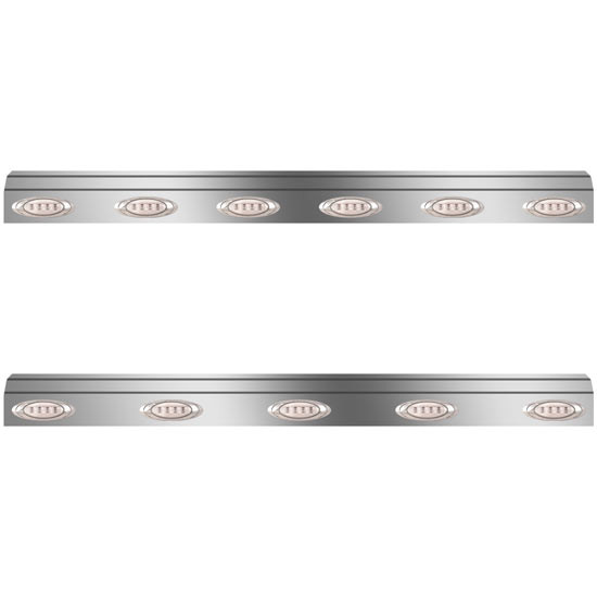 60/ 72.5 Inch Stainless Steel Fuel Tank Fairings W/ 11 P1 Lights-  Amber LED/ Clear Lens For Kenworth T800, W900