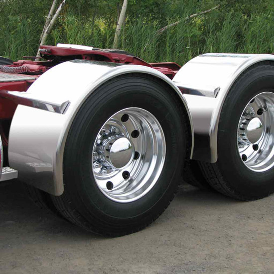 91 Inch Stainless Steel Low Profile Single Axle Full Radius Fender W/ 24 Inch Drop