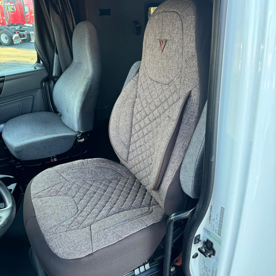 Brown Cloth Seat Cover W/ Brown Stitching For Volvo, Peterbilt, International, Western Star & Kenworth