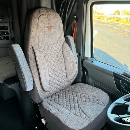 Brown Cloth Seat Cover W/ Brown Stitching For Volvo, Peterbilt, International, Western Star & Kenworth