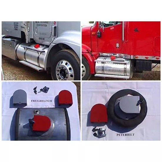 Polished Fuel Tank Guard Cover And Latch W/ 4.25 Inch Neck Opening For Peterbilt