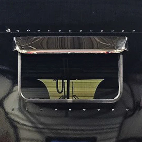 Twelve Ga. Stainless Steel Colorado Style Rear Window Visor W/ Rolled Edges & Welded Corners For Kenworth