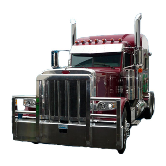 Aluminum 4 Post Texas Titan Moose Bumper Guard W/ Slam Latch, EZ Lift & Vertical Grille Bars For Peterbilt 365 & 367 SFA, 388, 389, 589