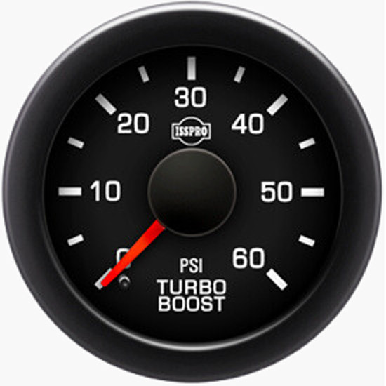 EV2 2-1/16 Inch Electronic Turbo Boost Gauge W/ Black Bezel & Built-In Warning Light