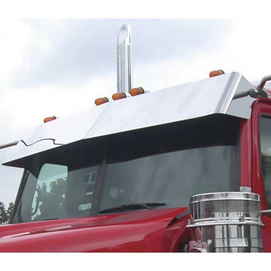 Roadworks Stainless Steel Visor- Blind Mount For Western Star 4900 Series W/ Cab Mounted Mirrors