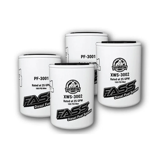 FASS Drop- In Series Fuel System Filter Pack W/ 2 Extreme Water Separator Filters & 2 Extended Life Particulate Filters