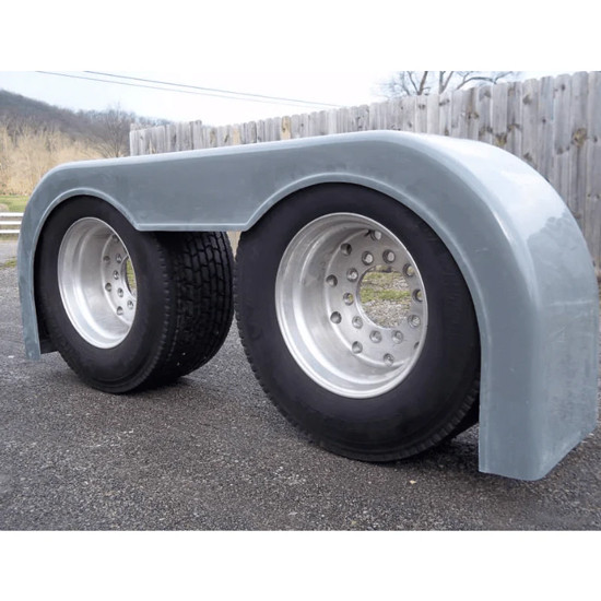 Fiberglass Paintable Long Style Full Fender Set 38 Inch Drop W/ 5.5 Inch Sidewall For Super Single Tires