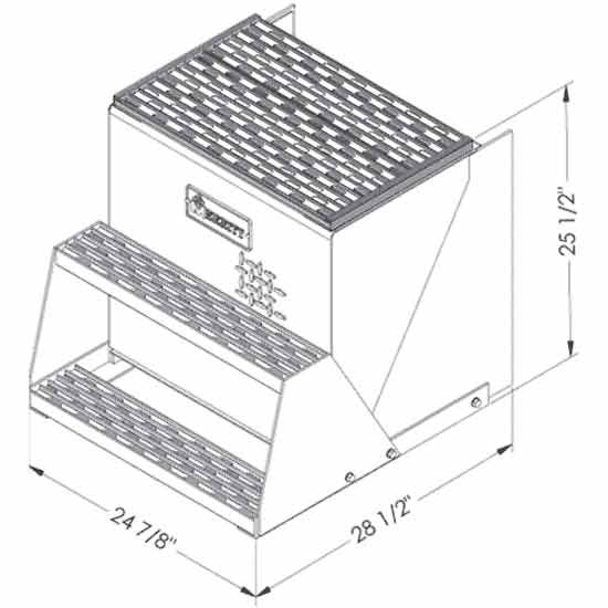 Merritt Aluminum 24 X 25 X 25 Inch 6 Battery Box With Step & Deck Plate