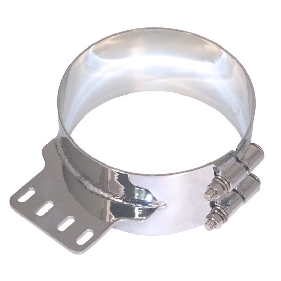 Kenworth Non-AeroCab 7 Inch Exhaust Mounting Clamp - 4 Bolt Mount by Lincoln Chrome