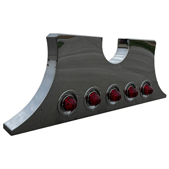 Iowa Customs Stainless Steel Fuel Tank I-Panel 5 4 Inch Lights In Body W/ 4 4 Inch Lights In Back Panel For Peterbilt