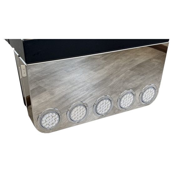Iowa Customs 16 Inch Stainless Steel Rear Center Panel W/ Radius Corners, 5 X 4 Inch Light Holes