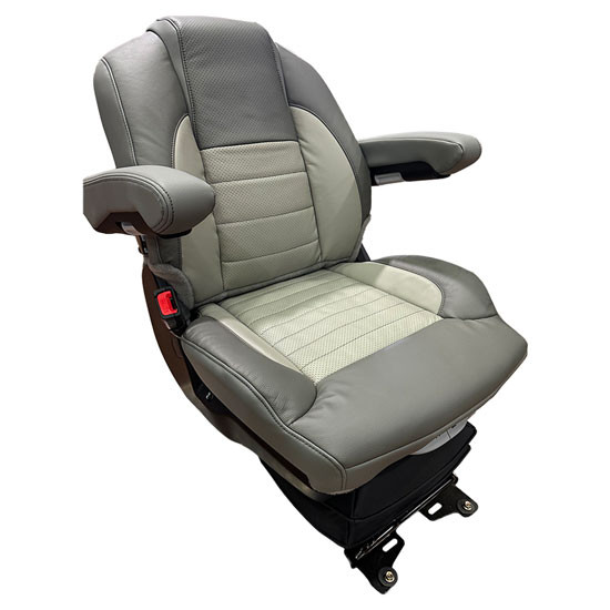Vendetta Premium High Back Air Seat Gray 2 Tone Leather W/ Black Stitching, STD Base