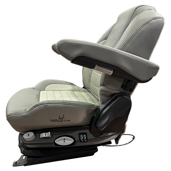 Vendetta Premium Mid Back Air Seat 2 Tone Gray Leather W/ Black Stitching, STD Base