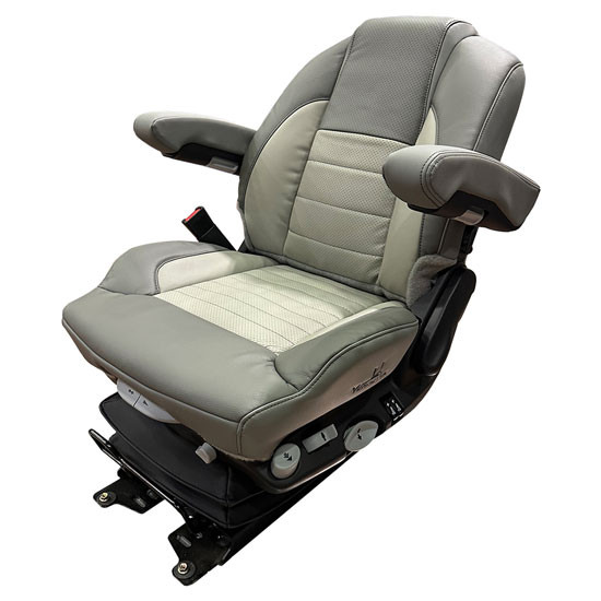 Vendetta Premium Mid Back Air Seat 2 Tone Gray Leather W/ Black Stitching, STD Base