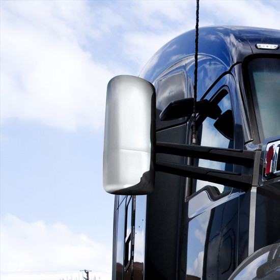 Chrome Mirror Cover 9 1/2 Width, 21 1/8 Height & 5 3/8 Inch Depth W/ OE Style Mounting Tabs & Clips W/ Finish Options Driver/Passenger Side For Kenworth T680