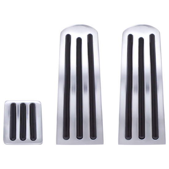 Chrome Foot Pedals With Black Rubber Inserts  For Peterbilt