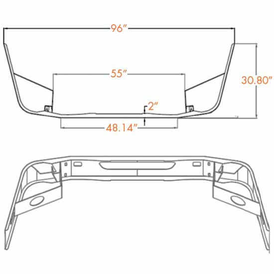 VC 20 Inch Stainless Steel Bumper W/ Vent & 17 Round 3/4 Inch Light Holes For Volvo VNL Gen II SBA