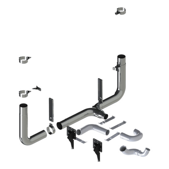LC 7-5 Inch Chrome Exhaust Base Kit W/ DPF Shift Kit For Peterbilt 389 2018 & Newer