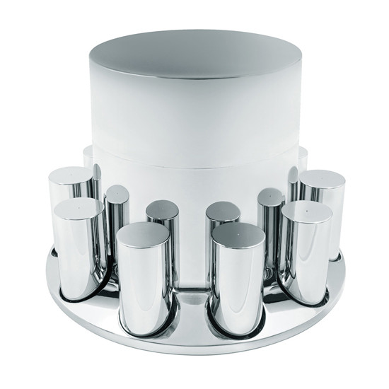 Rear Axle Cover W/ 33MM Extra Tall Flat Top Thread-On Tall Cylinder Nut Covers & Removable Center Top Hub Cap