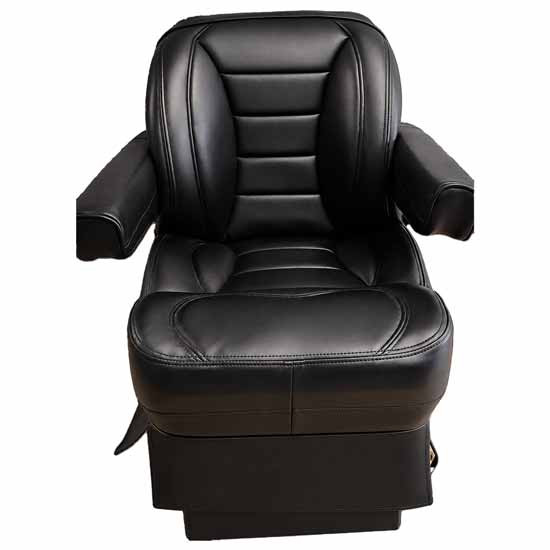 Ace Low Back Seat Black Vinyl W/ Black Stitching, Manual Recline & Power Lumbar, Heat/Cool Option
