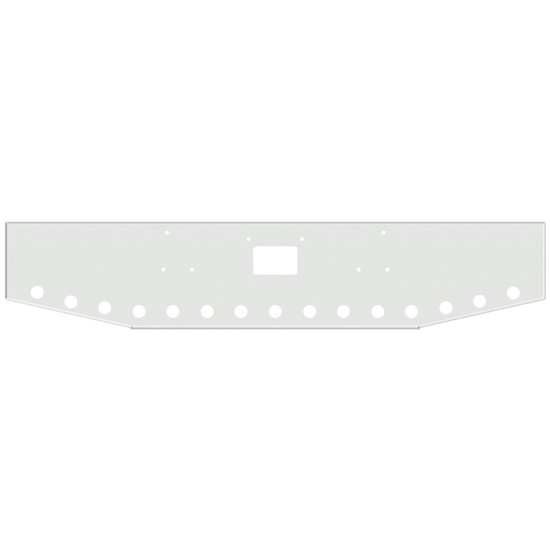 20 Inch Chrome Standard Boxed End Bumper W/ 4 Inch Taper 15 Rnd Front & 5 Rnd Side Light Holes For Peterbilt 357, 378 & 379