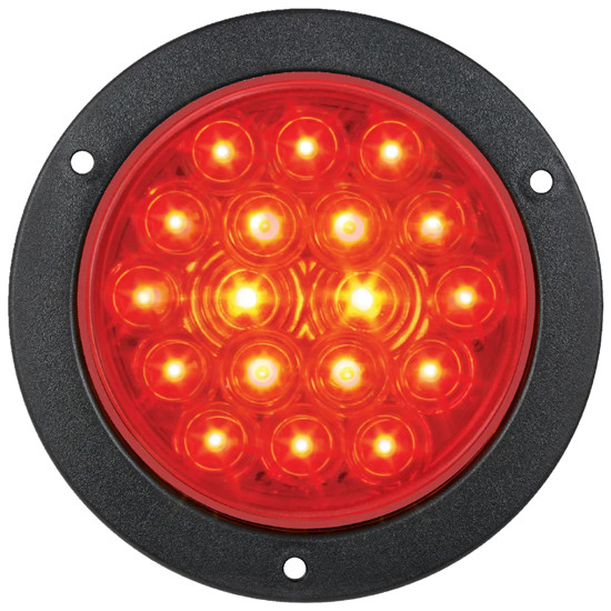 4 Inch Stop Turn Tail Light W/ Flange Mount - Red LED/Red Lens