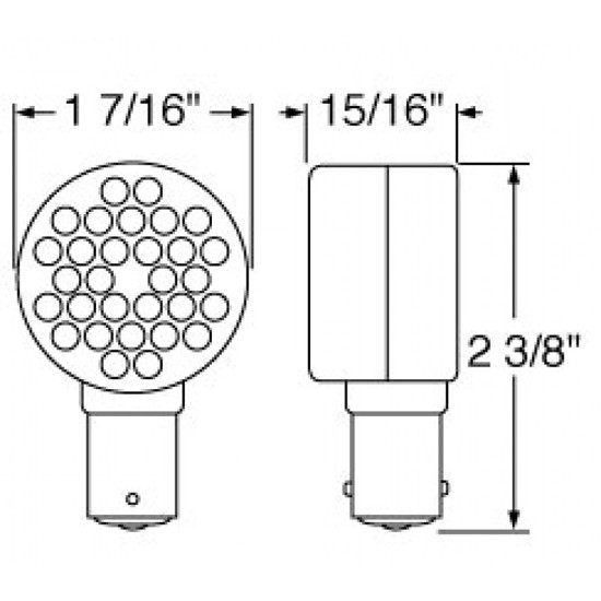 Red 30 Diode 1156 LED Right Angle Bulb & Clear Lens