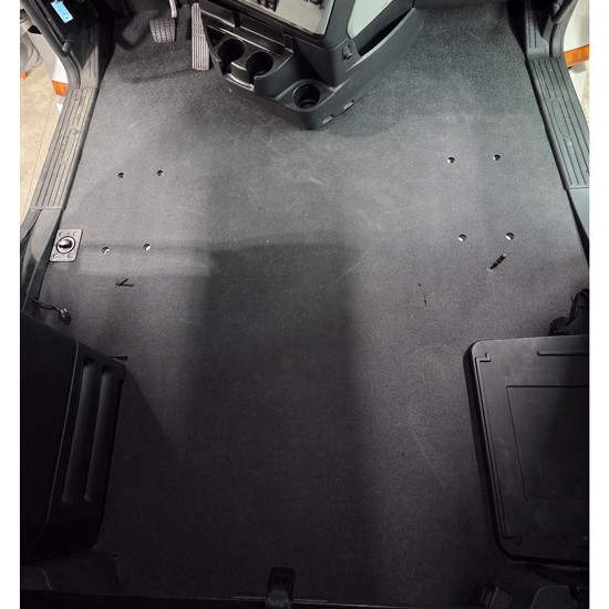 Precision Cut Black Vinyl Rubber Flooring W/ 3/8 Inch Waterproof Padding For Freightliner Cascadia 116 BBC Day Cab