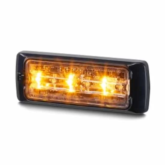 MicroPulse Ultra 3 LED Warning Light 3.5 X 1.25 X .43 Inch W/ Amber LED, Black Bezel, Stainless Steel U Bracket & Clear Lens