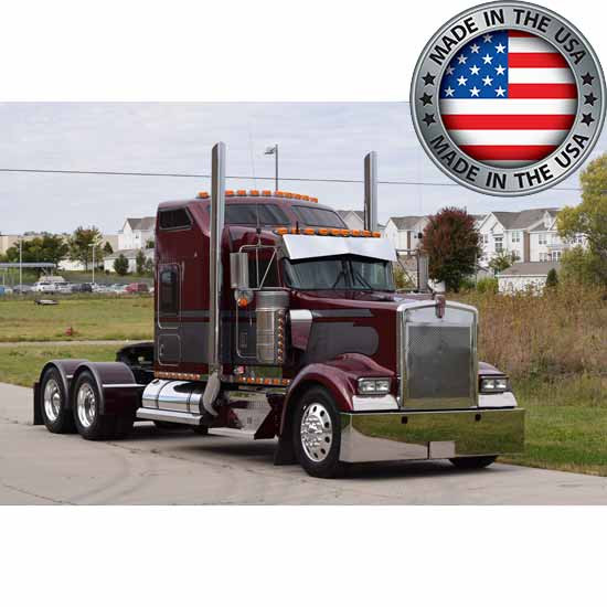 10 Inch Stainless Steel Bowtie Visor, Blind Mount For Kenworth W900 W/ Curved Glass