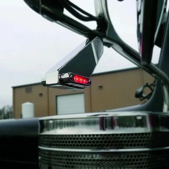 Roadworks Stainless Steel Dual Function LED Light Bracket W/ Light Color & Position Options For Peterbilt W/ Door Or Cab Mounted Mirrors